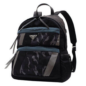 PRADA Backpack Nylon Camouflage Gray Black Blue 594 6